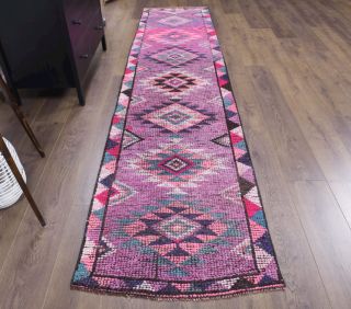 Vintage Hand-Knotted Runner Rug - Thumbnail