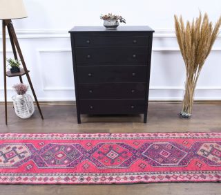 Vintage Hand-Knotted Runner Rug - Thumbnail