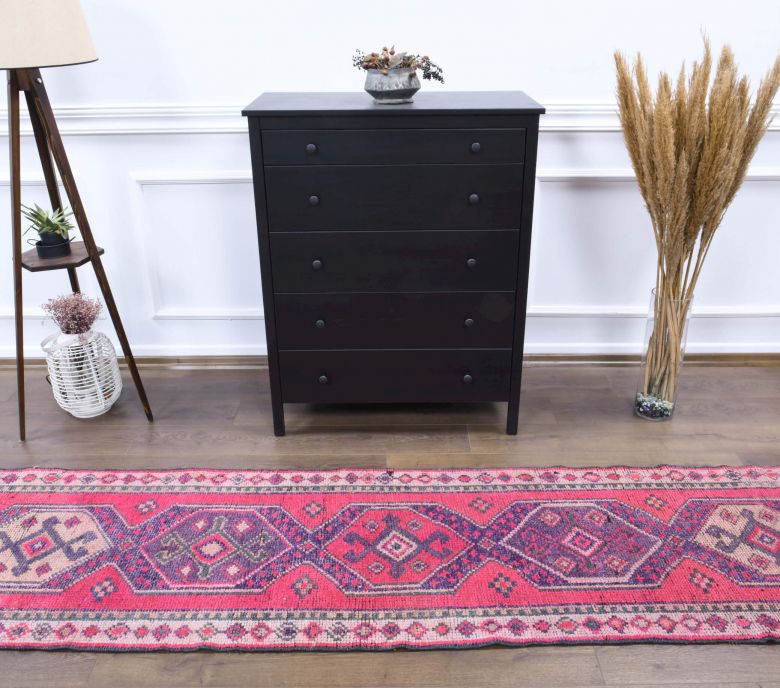 Vintage Hand-Knotted Runner Rug