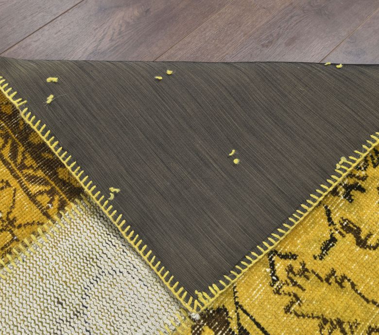 3x10 Vintage Patchwork Yellow Runner Rug