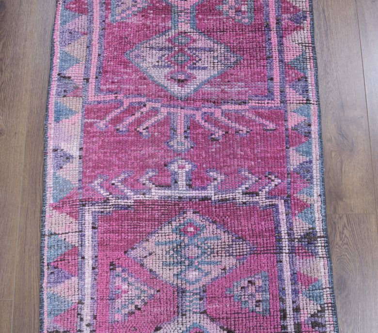 Vintage Purple Herki Runner Rug