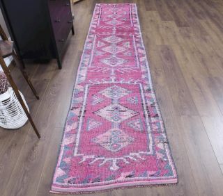 Vintage Purple Herki Runner Rug - Thumbnail