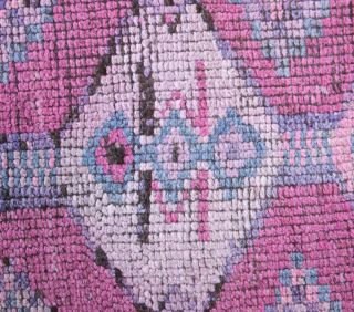 Vintage Purple Herki Runner Rug - Thumbnail