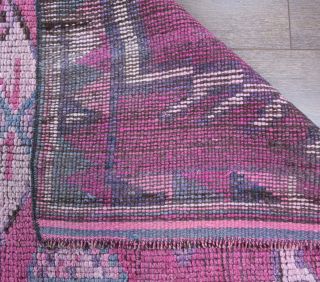 Vintage Purple Herki Runner Rug - Thumbnail