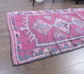 Vintage Purple Herki Runner Rug - Thumbnail