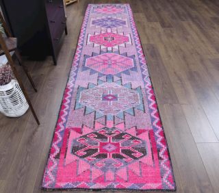 Vintage Hand-Knotted Runner Rug - Thumbnail