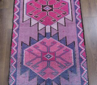 Vintage Hand-Knotted Runner Rug - Thumbnail