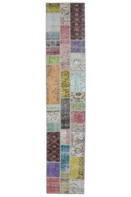 3x13 Vintage Handwoven Patchwork Runner Rug