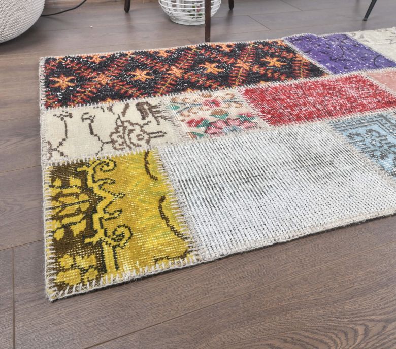 3x13 Vintage Handwoven Patchwork Runner Rug