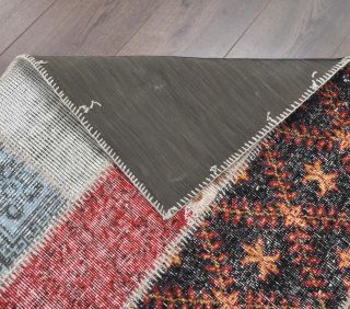 3x13 Vintage Handwoven Patchwork Runner Rug - Thumbnail