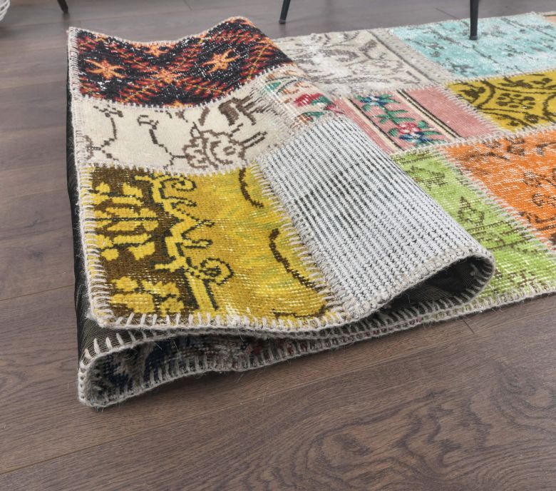 3x13 Vintage Handwoven Patchwork Runner Rug