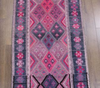 Vintage Hand-Knotted Runner Rug - Thumbnail