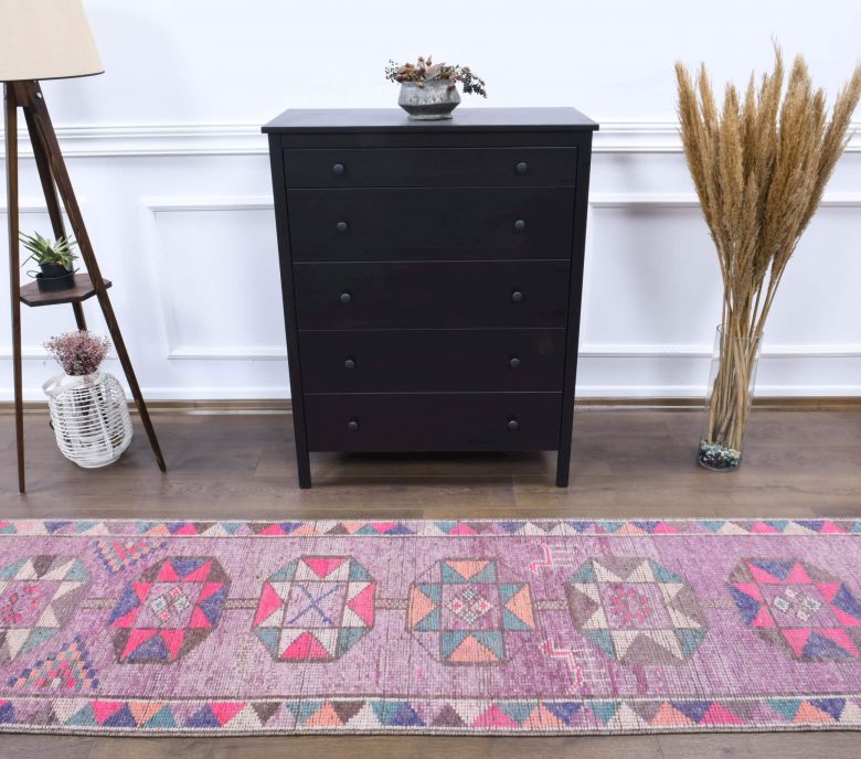 Vintage Hand-Knotted Runner Rug