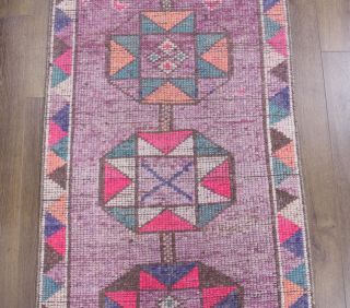 Vintage Hand-Knotted Runner Rug - Thumbnail