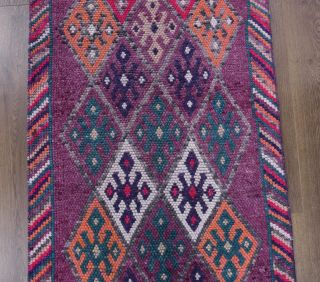 Vintage Hand-Knotted Runner Rug - Thumbnail