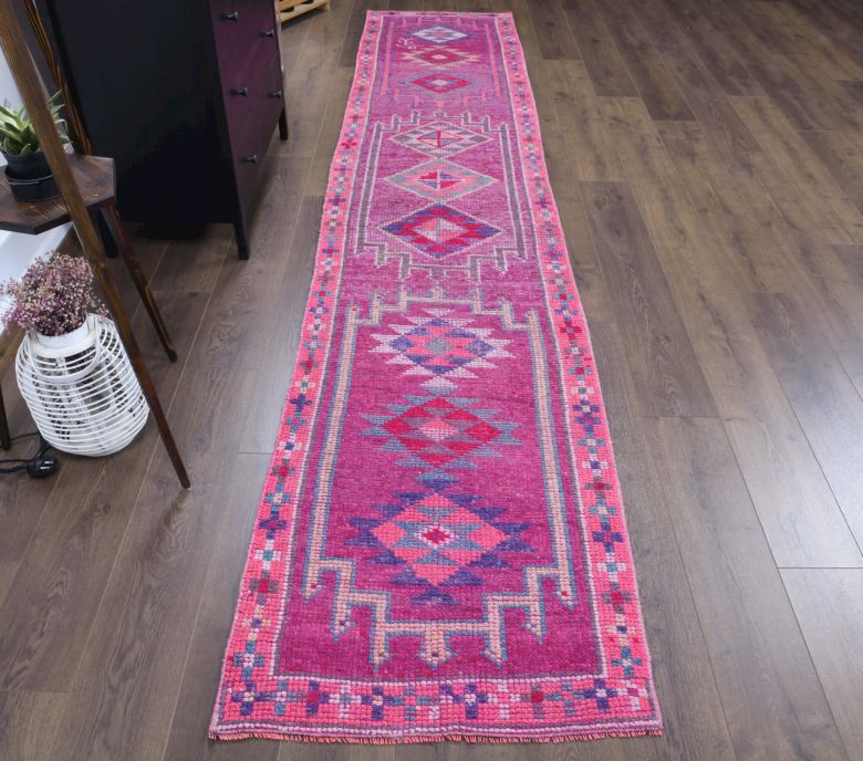 Vintage Hand-Knotted Runner Rug