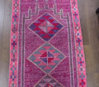 Vintage Hand-Knotted Runner Rug - Thumbnail