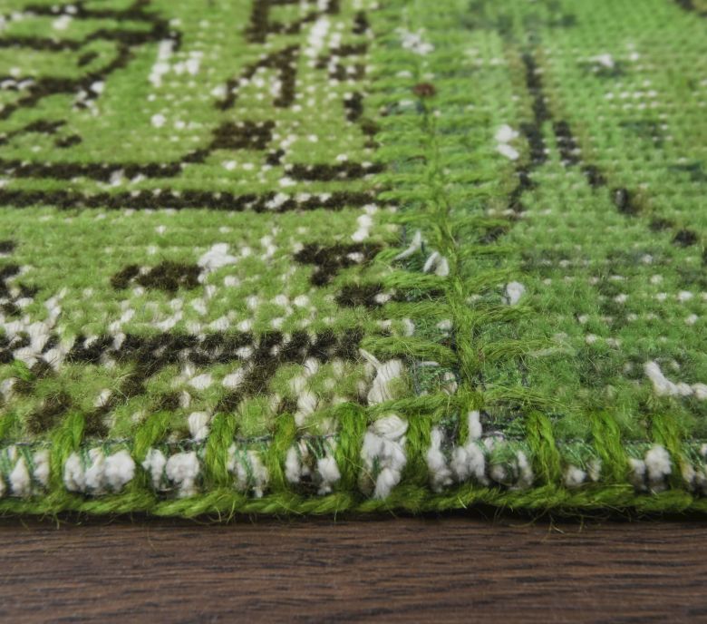 3x8 Vintage Patchwork Green Runner Rug