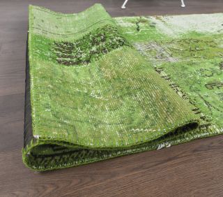 3x8 Vintage Patchwork Green Runner Rug - Thumbnail