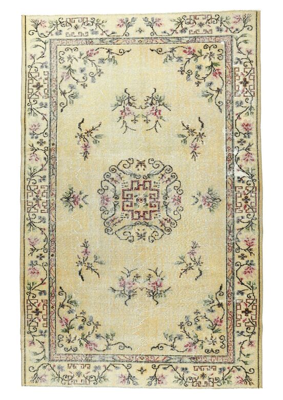 Vintage Beige Area Anatolian Rug