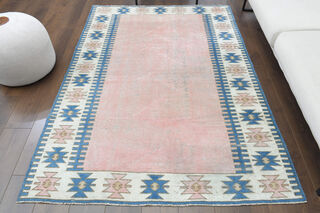 Handmade Vintage Pastel Area Rug - Thumbnail