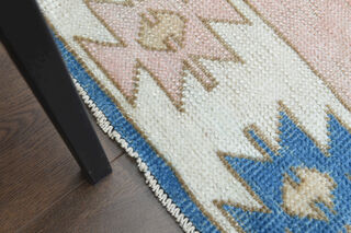 Handmade Vintage Pastel Area Rug - Thumbnail