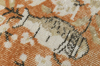 Distressed Orange Floral Rug - Thumbnail