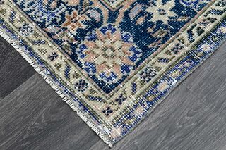 Navy Blue Orange Area Rug - Thumbnail