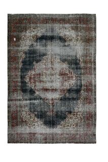 Distressed Red Black Rug - Thumbnail