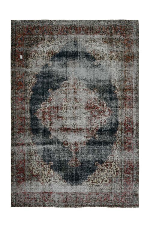 Distressed Red Black Rug