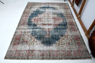 Distressed Red Black Rug - Thumbnail