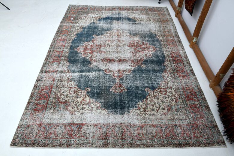 Distressed Red Black Rug