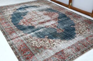 Distressed Red Black Rug - Thumbnail