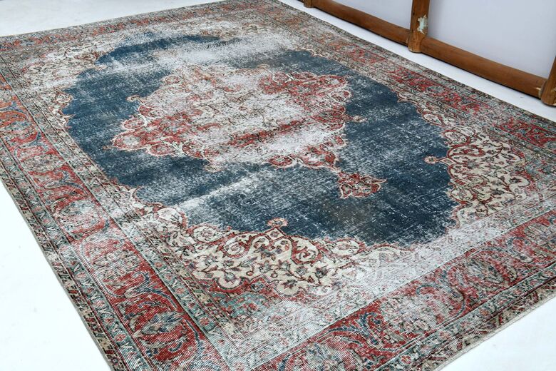 Distressed Red Black Rug