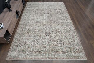 Green Brown Floral Rug - Thumbnail