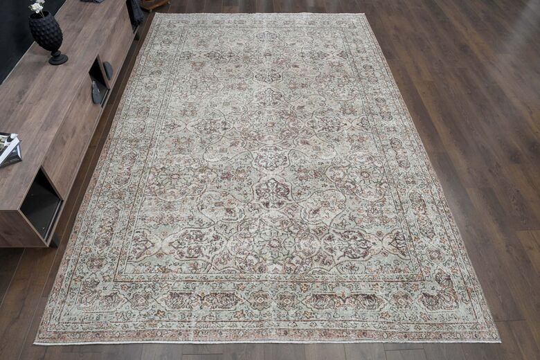 Green Brown Floral Rug