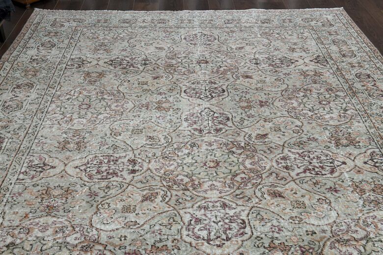 Green Brown Floral Rug