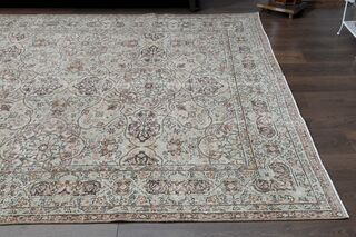 Green Brown Floral Rug - Thumbnail