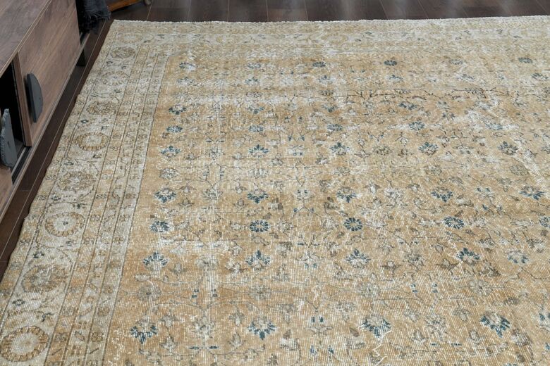 Orange Floral Vintage Rug