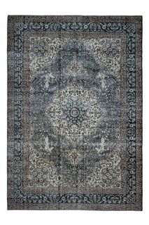 Dark Blue Brown Area Rug - Thumbnail