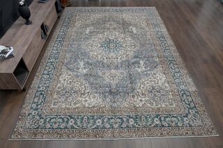 Dark Blue Brown Area Rug - Thumbnail