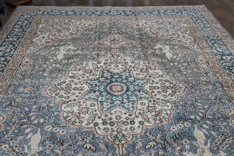 Dark Blue Brown Area Rug