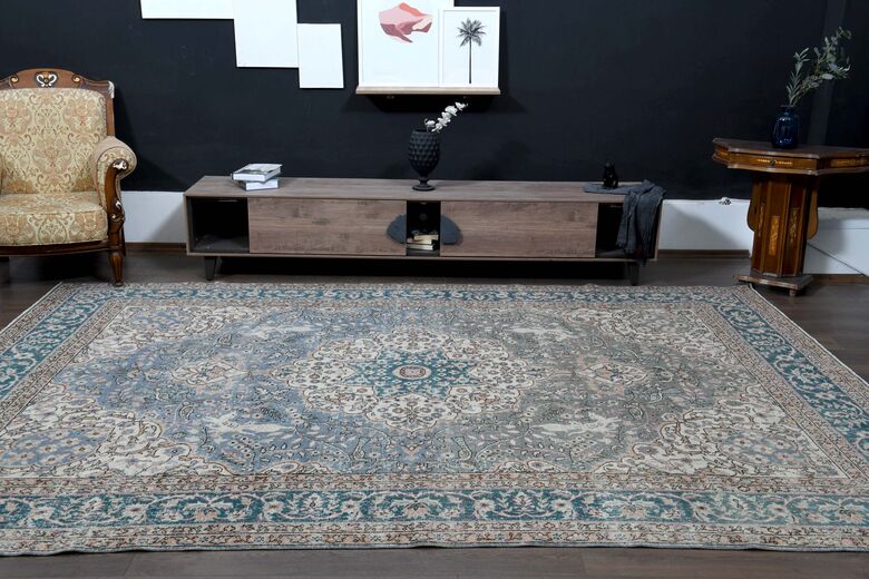 Dark Blue Brown Area Rug