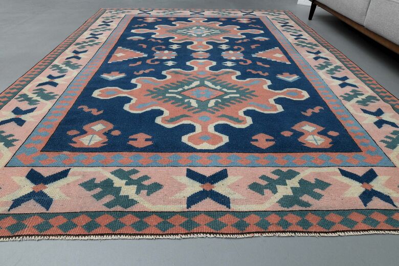 Pink Blue Vintage Rug