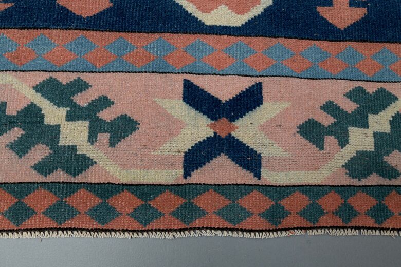 Pink Blue Vintage Rug