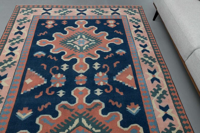 Pink Blue Vintage Rug