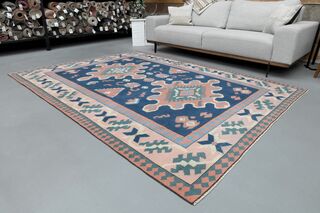 Pink Blue Vintage Rug - Thumbnail