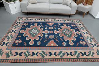 Pink Blue Vintage Rug - Thumbnail