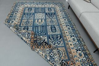 Scandinavian Blue Vintage Rug - Thumbnail