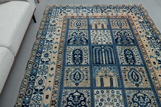 Scandinavian Blue Vintage Rug - Thumbnail